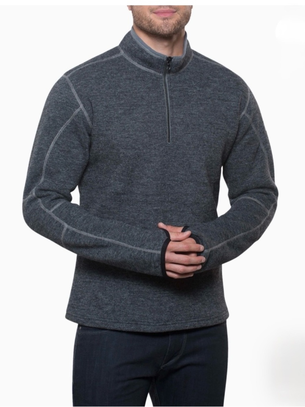 Kuhl Men's Zip-Neck Sweater in Charcoal